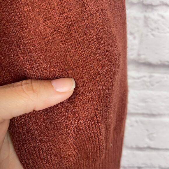 J5014 Ava & Viv long sleeve collared V-neck burnt red sweater size 2X - Picture 3 of 8